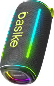 Caixa de Som Bluetooth, Basike P64, IPX6/30W, Caixa de Som Portáteis Bluetooth, Ritmo de RGB Exibição de Iluminação Legal (Preto)