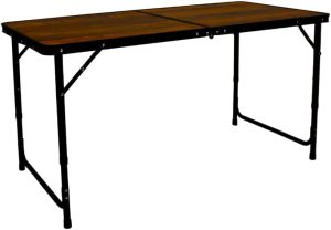 Mesa Dobrável Vira Maleta Portátil Com Regulagem de Altura, Alça para Transporte, Camping Praia 120x60cm Madeira Marrom