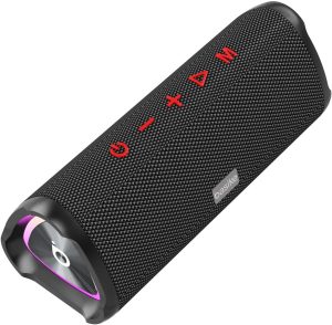 Caixa de Som Bluetooth, Basike V13, IPX5/TWS, Caixa de Som Portáteis Bluetooth, Iluminação Rítmica RGB, Essencial Para Viagens ao Ar Livre (Preto)