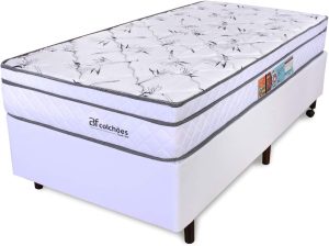 Cama Box Solteirão – Colchão Molas Ensacadas Com Pillow Top E Box Corano Wave 97x203x58cm – BF Colchões
