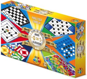 Jogo de Tabuleiro 6 Jogos em 1 Clube do Jogo, GGB Plast, Multicor, 1046