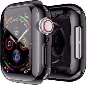Capa Case antishock compativel com Relogio Apple Watch 45mm,44mm,42mm,41mm,40mm,38mm Tpu nano Proteção total 360 graus (Preto, 42MM)