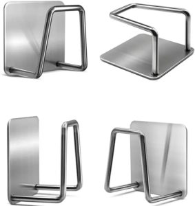 Combo 2 Suportes Esponja Gancho Adesivo Aço Inoxidável Pia Cozinha Multiuso Quarto Inox Ralo Lavanderia Sabonete Panos Utensílios Limpeza