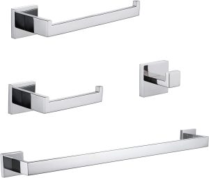 Conjunto De 4 Acessórios Para Banheiro Em Aço Inoxidável 304, Prata