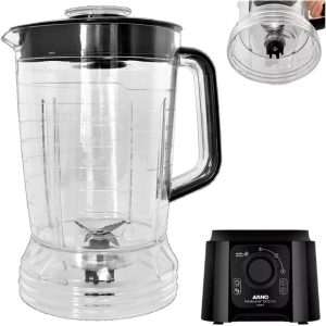 Copo Serve P/Arno Power Max 1000w/ Arno Mult Chef 600w 4 Em 1 Cristal Tampa Preta (PRETO)