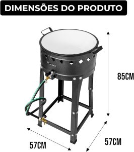 Fritadeira Industrial Fogão a gás Pasteleiro Com Tacho esmaltado + escumadeira