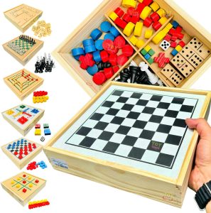Jogos 6×1 Dama, Jogo Velha, Ludo, Trilha, Dominó, Xadrez Tabuleiro de Jogos Clássicos – Toy Trade Oficial