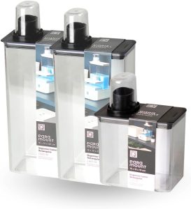 Kit Dispenser de Lavanderia | Sabão Líquido | Sabão Liquido | Amaciante | Produtos de limpeza | 1,3ml e 2,6ml | PRETO