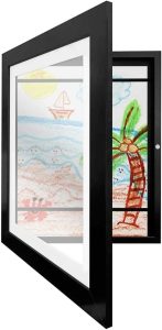 Moldura Para Guardar Desenho De Criança Quadro Expor Pintura Folha A4 Infatil Horizontal e Vertical com Armazenamento de Artes Supra Supply (Preto)