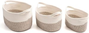 Oikos – Kit Cestos Duo Cordas com Alças 3 Peças