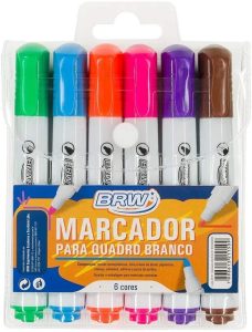 Pincel Marcador Quadro Branco Blister com 6 Cores, BRW