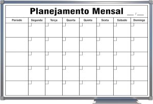 Quadro de Planejamento Mensal, 90cm X 60cm, Mold. Alumínio Luxo – Souza & Cia (Ref: 6334)