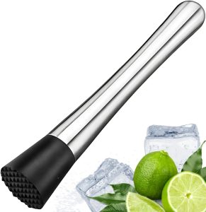 Socador Macerador Aço inox para caipirinha, drinks e bebidas – Profissional Bartender com base em nylon premium