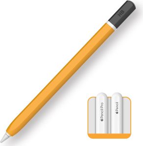 TRONWIN Capa para Apple Pencil Pro, capa de design clássico de lápis, capa de silicone para Apple Pencil 2ª geração, capa para Apple Pencil Pro com aderência perfeita (amarela)