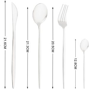 Talheres 24 Peças Aço Inox Faqueiros Com Colher Facas Garfo (Prata Eletrônica 24Peças)