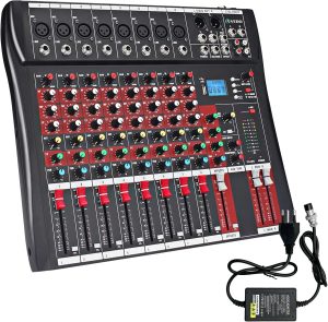 VEDO Console de mistura,8 Canais Mixer Profissional para Shows ao Vivo, Karaokê – USB/Bluetooth, Efeito de Reverb, Saída de Monitoração, Controle de Som Estúdio e Palco (Alimentação 110V/127V/220V)