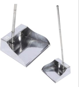 á de lixo de aço inoxidável, pá de lixo resistente de 63 cm com alça longa, pá vertical de metal resistente para cozinha e casa, loja, lobby e escritório