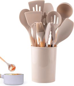 cozinha, cozinha silicone antiaderente com cabo madeira | cozinha para assar e servir, essenciais cozinha para casa nova Ngumms