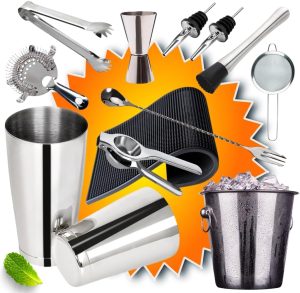 kit coqueteleira boston 12 em 1 – em aço inox