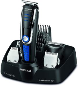 Aparador de Pelos Super Groom 10, Mondial, Preto/Azul, 6W, Bivolt – BG-03