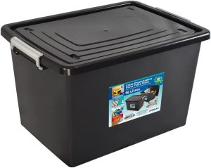 Arqplast – Organizadora 56L Com Tampa Preta Trava Prata Arqplast 25793