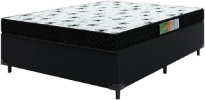 Cama Box Casal Colchão Espuma 138x188x50cm Polar Branco/Preto
