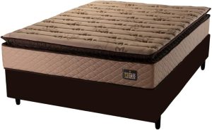 Cama Box Casal Colchão Espuma D33 Pillow Top Van Gogh 138x188x67cm Marrom Hellen – Suporta até 120kg