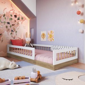Cama Montessoriana de Solteiro Affetto Aveiro Oak/branco