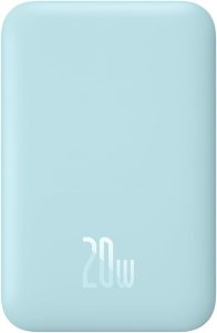Carregador Portátil MagSafe, Baseus 6K mAh Wireless Magnético com Cabo Tipo-C 20W PD Carregamento Rápido, Bateria Externa Slim para iPhone Série 15/14/13/12 (Azul)
