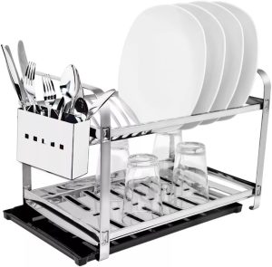 Escorredor de Louças 16 Pratos com Porta Talher Inox e Bandeja Mak-Inox 2216