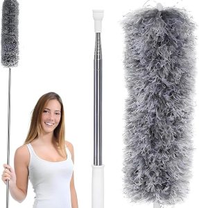 Espanador De Pó Extensível 2.80m Haste Flexível de Inox de Microfibra Lavável Para Limpeza de Casa, Escritório, Teto e Outros Linha Premium