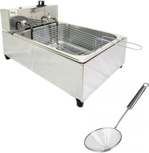 Fritadeira Elétrica Industrial 1 Cuba 5 Litros Profissional com Escumadeira 13x38cm (220)