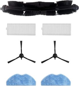 HUAYUWA Peças de reposição acessórios compatíveis com aspirador de pó robótico 360 S8 S8 Plus peça de limpeza de chão de cozinha doméstica, 1 escova principal + 2 escovas laterais + 2 filtros + 2 lenços