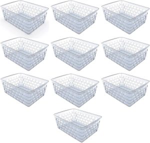 Kit 10 Cestos Organizadores Multiuso Transparente 16x12x6Cm