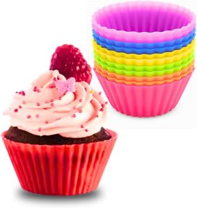 Kit 12 Formas de Silicone para Cupcake, Muffin, Bolinho, Assadeira, Air Fryer, Cores Variadas, Resistente a Temperatura, Forminhas, Livre de BPA – Qualidade Premium