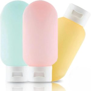 Kit Viagem 3 Frascos de Silicone à Prova de Vazamento – Porta Shampoo, Condicionador e Loção | Frascos de Viagem Compactos e Reutilizáveis, para Necessaire e Bagagem de Mão – Kit de Frascos Viagem