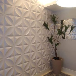 Kit com 10 Placas 3D Revestimento de Parede Primavera Branca 50x50cm 2,5m²