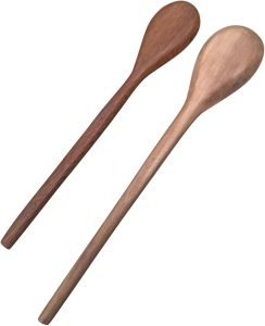 Kit com 2 Colheres de Pau para Cozinha, 32-36 cm, Madeira Maciça
