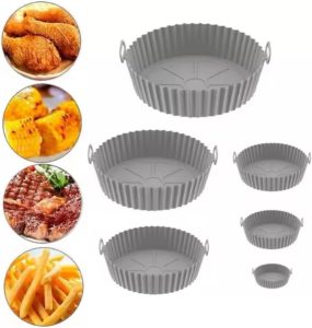 Kit de 6 Formas de Silicone Antiaderente para Air Fryer Cozinha Prática e Versátil