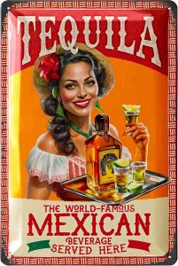 LANOLU Arte de parede TEQUILA de placa de lata vintage, placas retrô vintage para bar, placa de metal La Cantina, Letrero de decoração de placas de bar, sinal para placas de bar para parede de bar em