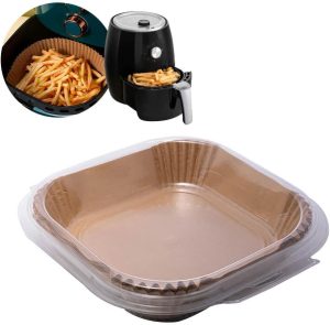 LYOR – Conjunto de 50 Formas de Papel Descartável para Air Fryer 16cm x 16cm x 4,5cm