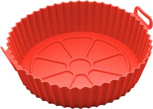 LYOR – Forma Redonda de Silicone para Air Fryer Vermelha 19cm x 6,5cm