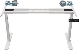 Mesa com regulagem de altura （Base sem tampo de mesa）de e botões de memória com carregamento rápido type-c, capacidade de carga de 100 kg, compatível com tampos de mesa de 47″-72″ (Branco)