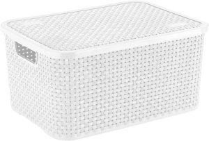 Nitronplast Rattan Cesto Organizador, Plástico, Branco, G, 1 Unidade