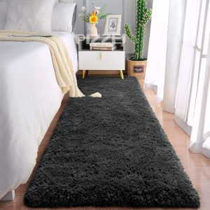 Tapete Felpudo Peludo de Luxo para Quarto, 3D Shaggy, Cinza, Super Macio, Decorativo (preto)