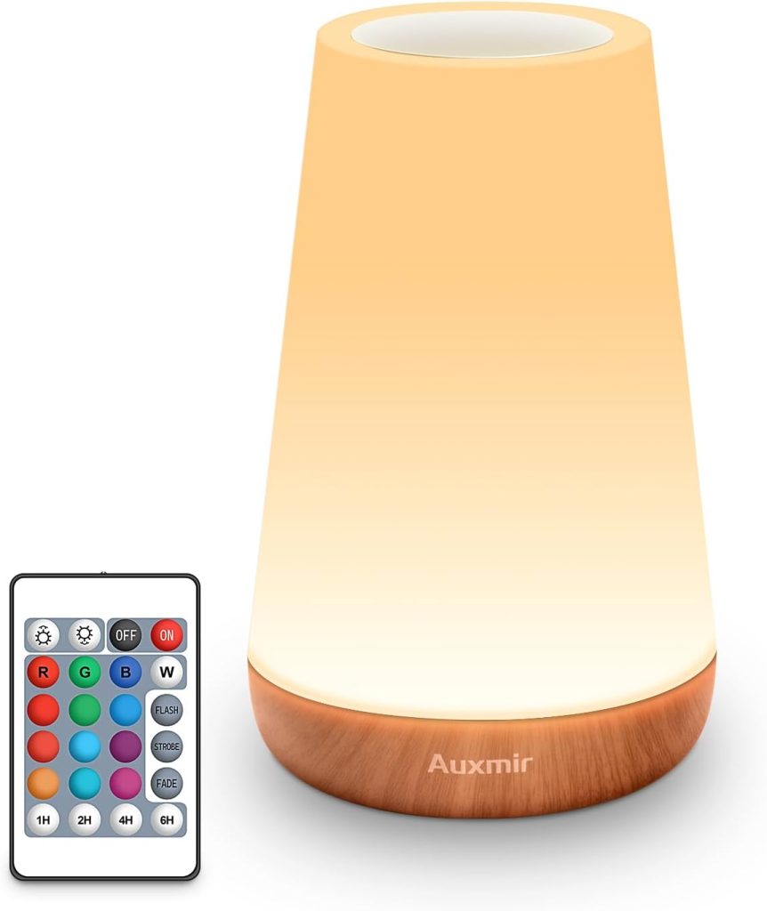 Auxmir Lâmpada de cabeceira de LED, luz noturna, controle remoto, regulável, 13 cores, 5 cores que mudam de brilho, ajustável, recarregável, lâmpada portátil para bebês, crianças, quarto, sala de