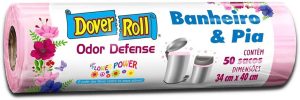 Dover-Roll Saco Para Lixo Odor Defense Banheiro & Pia Rosa Flower Power Rolo Com 50 Sacos