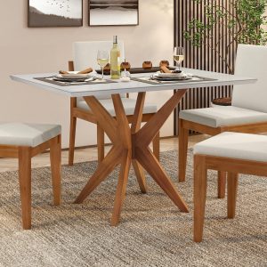 Mesa de Jantar 4 Lugares 120x90cm Donna Mel Natural/Off White